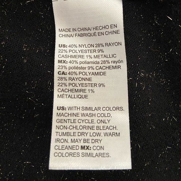 Chico's Women’s Angelina Cashmere Blend Cowl Neck ShimmerTank Top Size XL Black - Picture 4 of 4